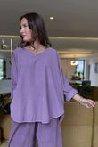 Made in Italy Cooper Needlecord Scoop Dip Back Top Dewberry